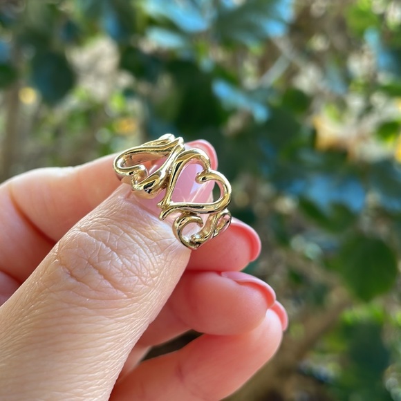 14K Solid Yellow Gold Multiple Heart Ring - Picture 9 of 15